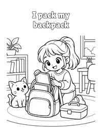 I pack my backpack coloring page