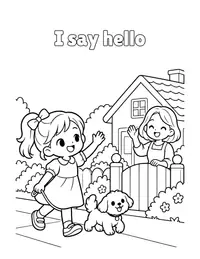 I say hello coloring page