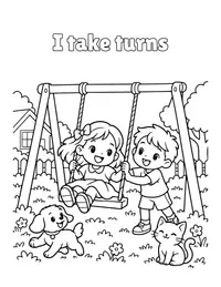 I take turns coloring page