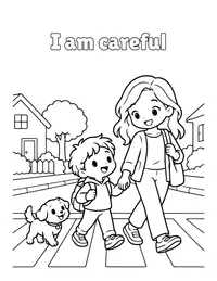 I am careful coloring page
