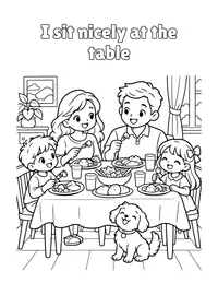 I sit nicely at the table coloring page