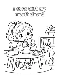 I chew with my mouth closed coloring page