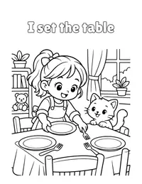 I set the table coloring page