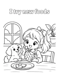 I try new foods coloring page