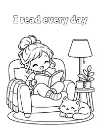 I read every day coloring page