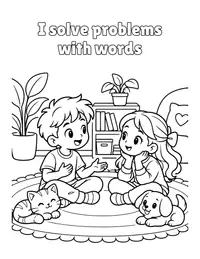 I solve problems with words coloring page
