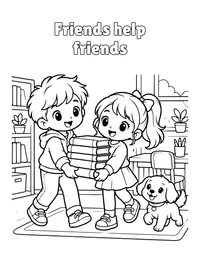Friends help friends coloring page