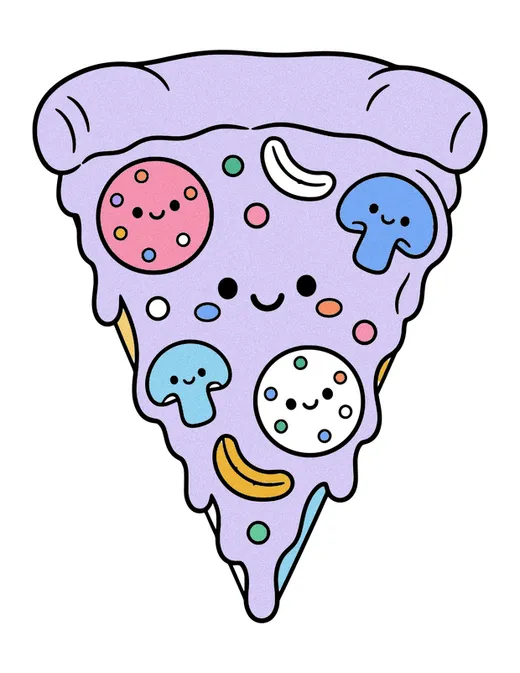 Pizza Slice coloring page, colored in