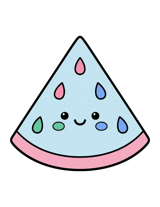 Watermelon Slice coloring page, colored in