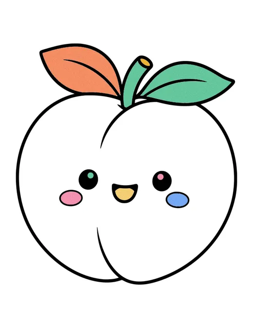 Peach coloring page, colored in