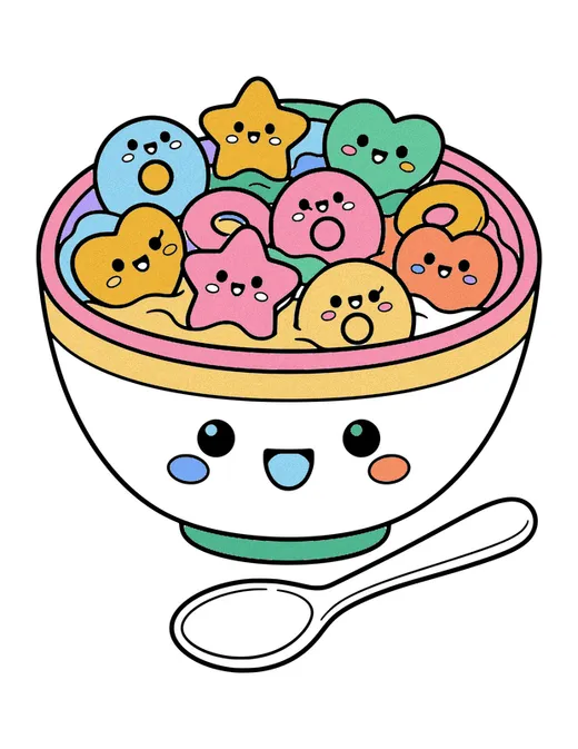 Cereal Bowl coloring page, colored in
