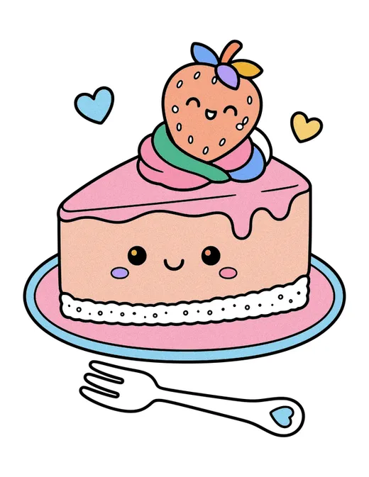 Cheesecake coloring page, colored in
