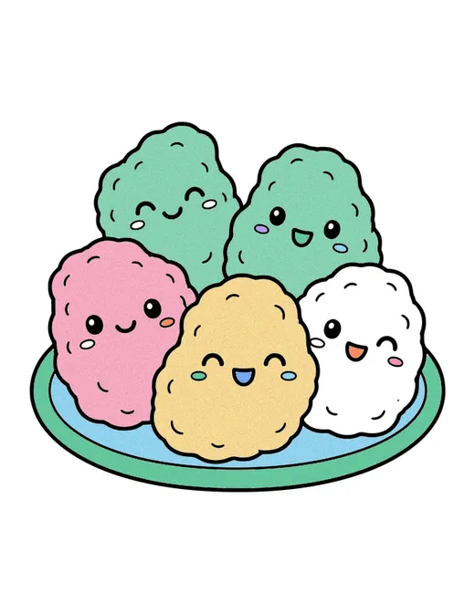 Chicken Nuggets coloring page, colored in