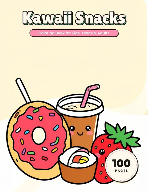 Kawaii Snacks coloring book cover