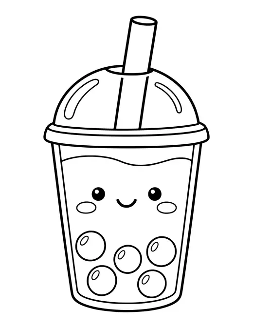 Boba Tea Cup coloring page