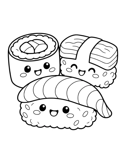 Sushi Friends coloring page