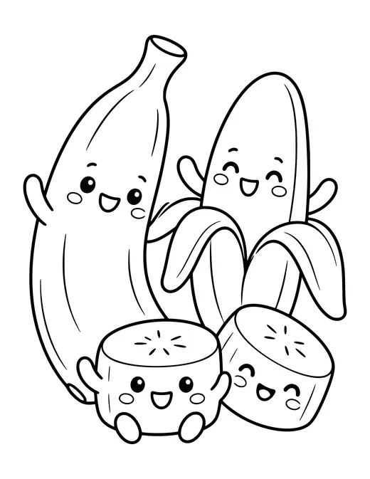 Banana Friends coloring page