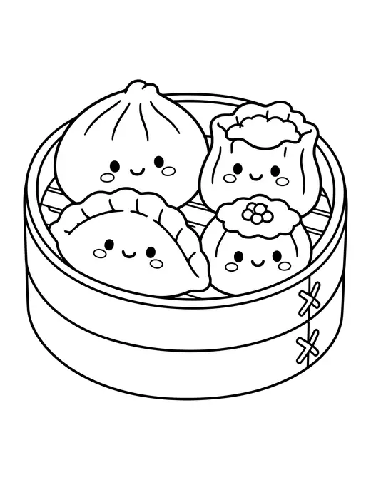 Dim Sum Basket coloring page