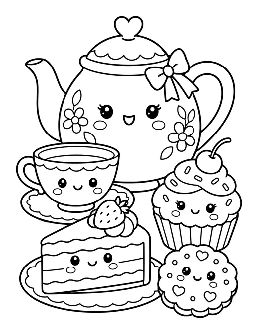 Tea Party Treats coloring page