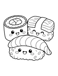 Sushi Friends coloring page
