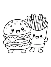 Burger and Fries coloring page
