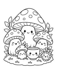 Mushroom Friends coloring page