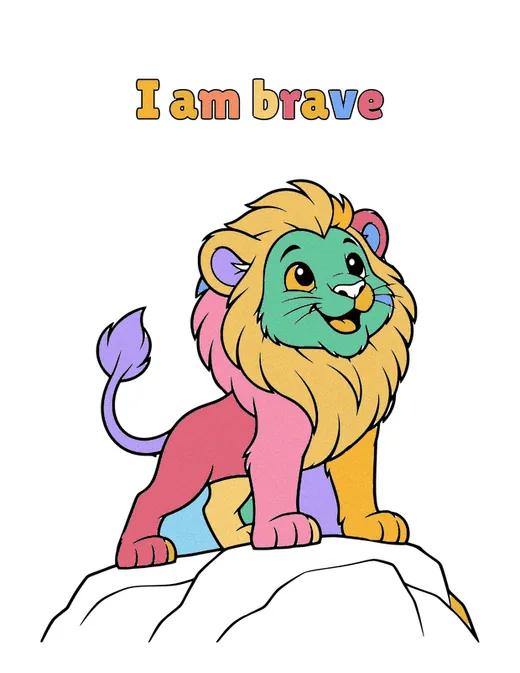 I am brave coloring page, colored in