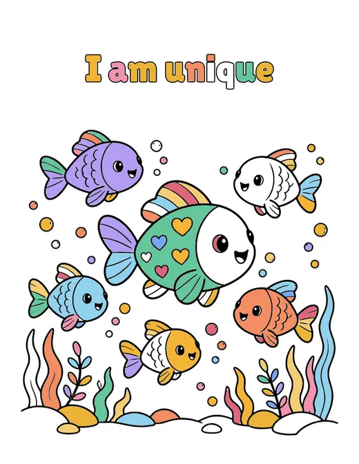 I am unique coloring page, colored in
