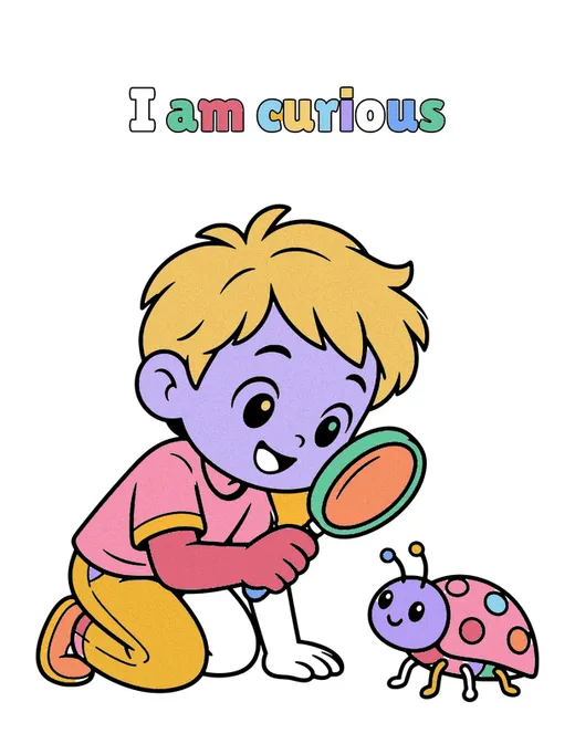 I am curious coloring page, colored in