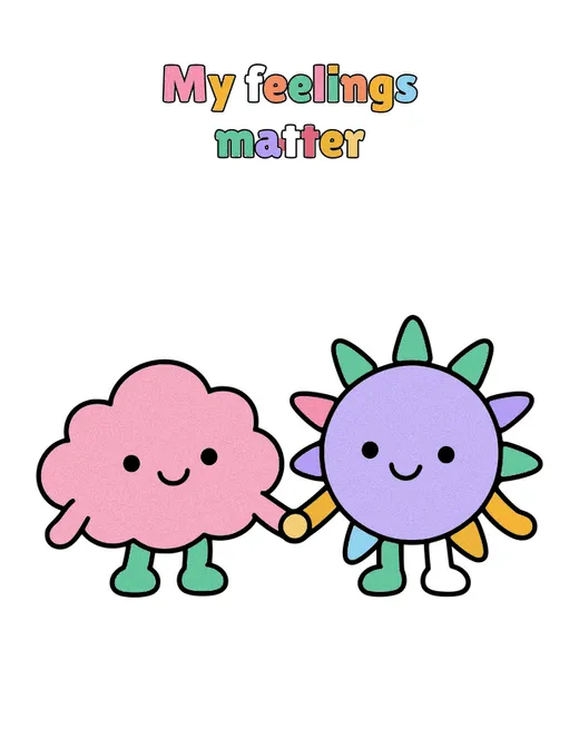 My feelings matter coloring page, colored in