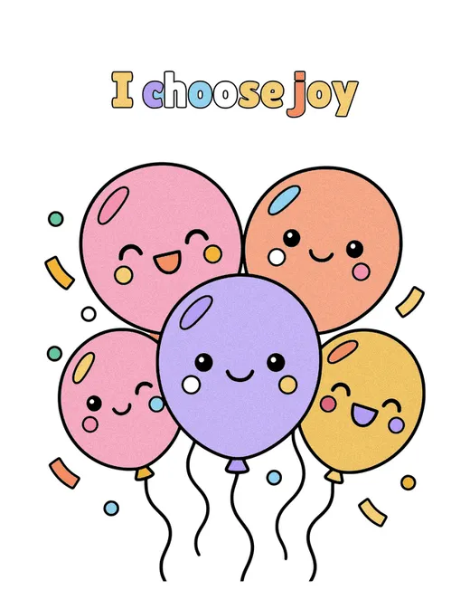 I choose joy coloring page, colored in