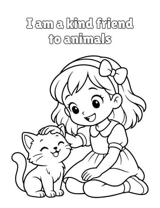 I am a kind friend to animals coloring page