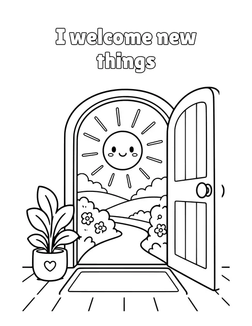 I welcome new things coloring page