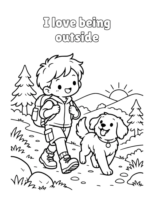 I love being outside coloring page