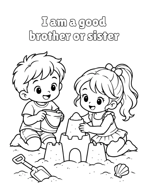 I am a good brother or sister coloring page
