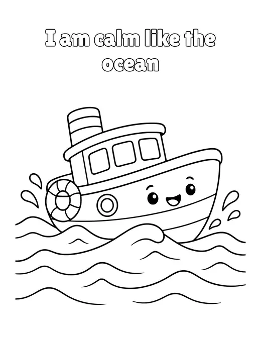 I am calm like the ocean coloring page