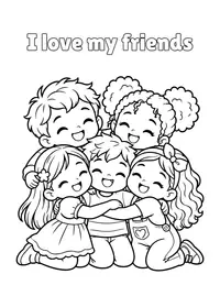 I love my friends coloring page