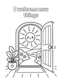 I welcome new things coloring page