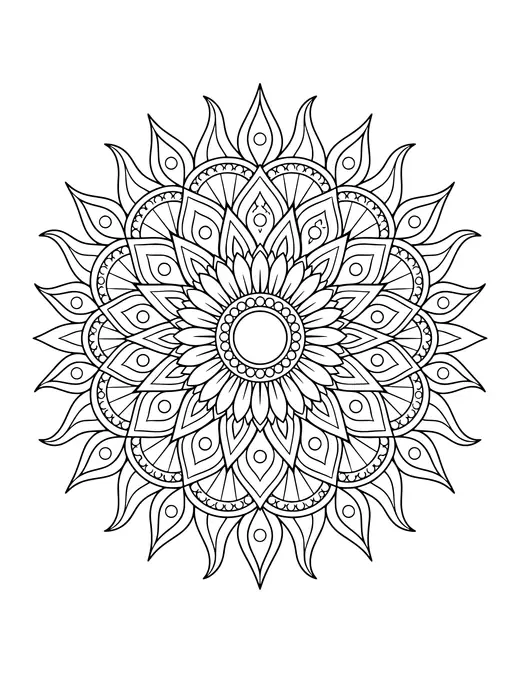 Sunburst Mandala coloring page