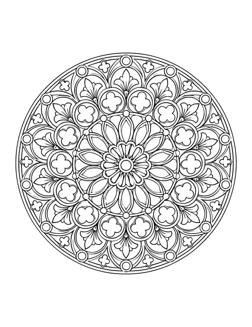 Rose Window Mandala coloring page