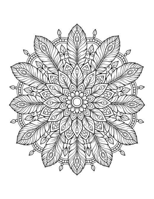 Feather Mandala coloring page