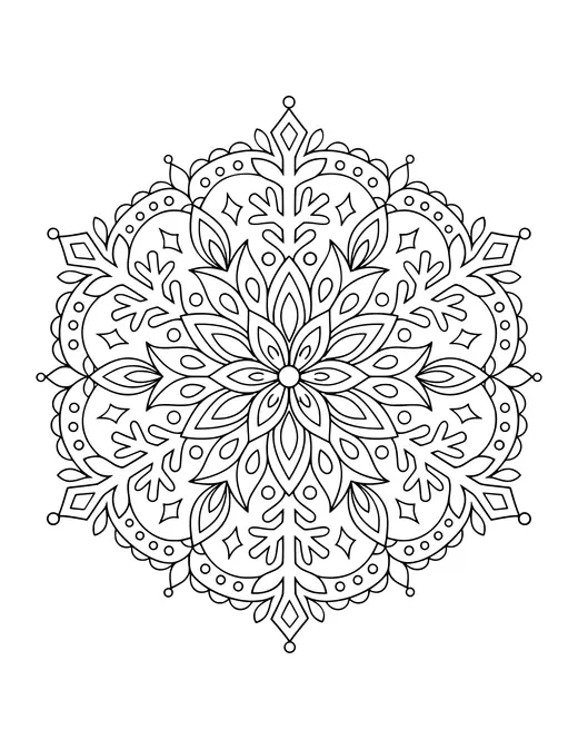 Snowflake Mandala coloring page