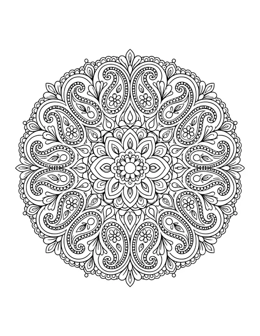 Paisley Mandala coloring page
