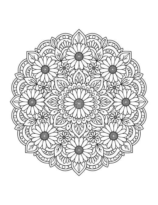 Daisy Mandala coloring page