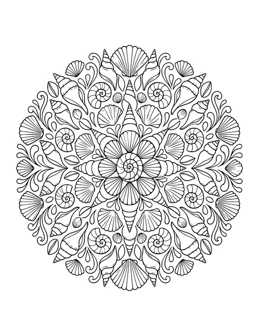 Seashell Mandala coloring page