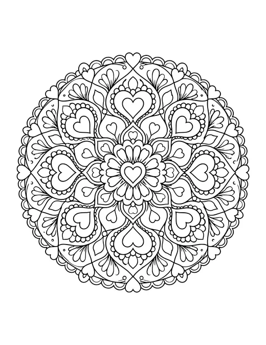 Heart Mandala coloring page