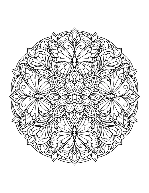 Butterfly Wing Mandala coloring page