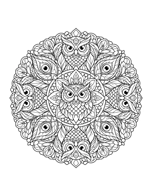 Owl Mandala coloring page