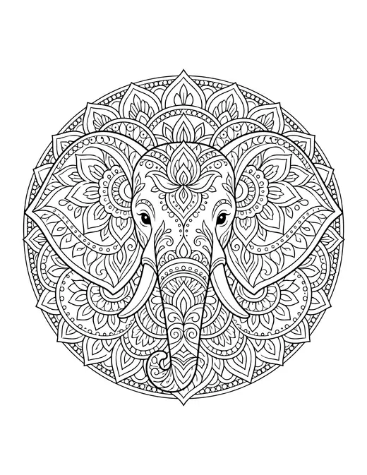 Elephant Mandala coloring page