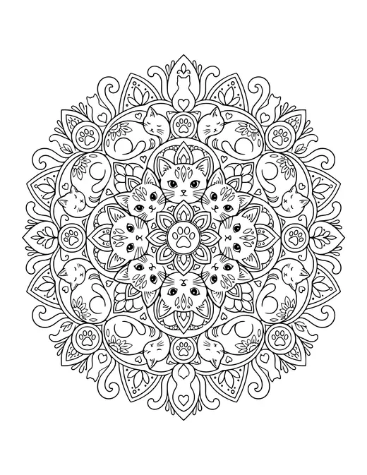Cat Mandala coloring page